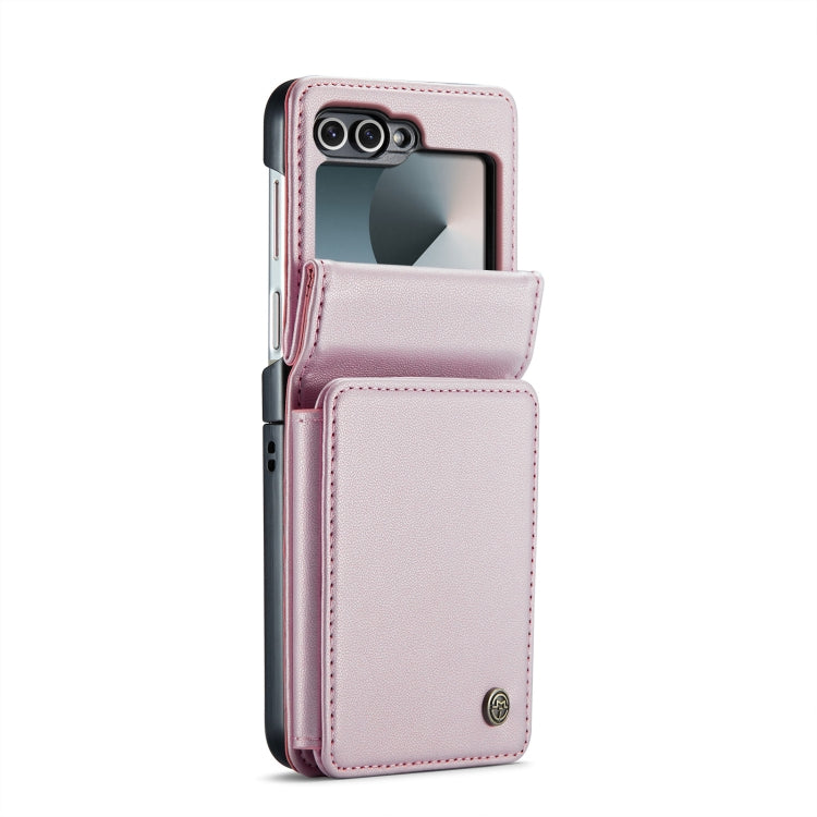 For Samsung Galaxy Z Flip6 5G CaseMe C22 PC+TPU Business Style RFID Anti-theft Leather Phone Case(Pink)
