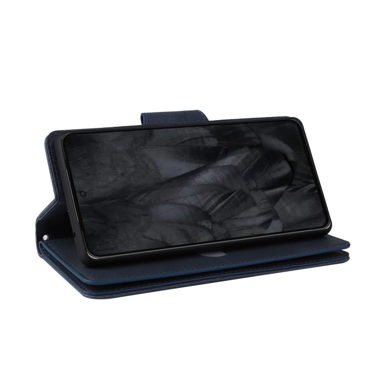 For Google Pixel 8 Pro Rivet Buckle 9 Cards Three Fold Leather Phone Case(Blue) - Google Cases by PMC TechLife | Online Shopping South Africa | PMC TechLife | Buy Now Pay Later Mobicred