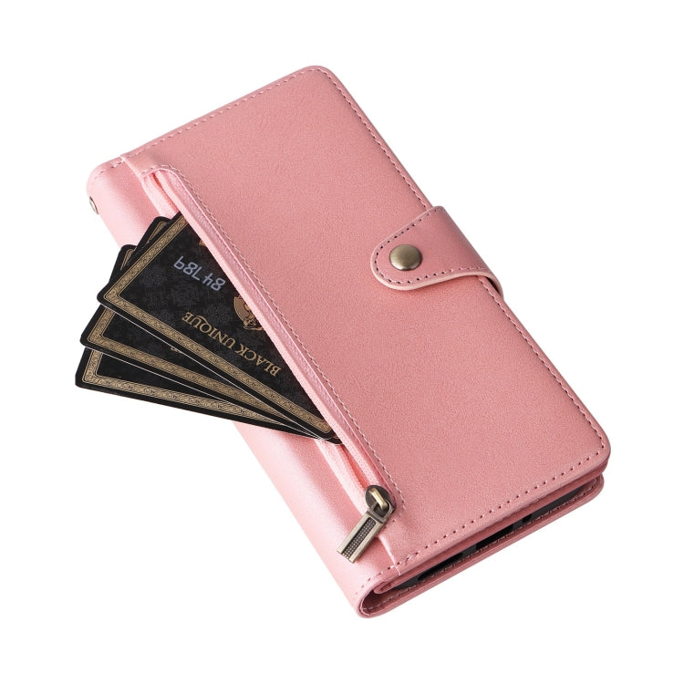 For Google Pixel 9 Pro Rivet Buckle 9 Cards Three Fold Leather Phone Case(Rose Gold) - free shipping - PMC TechLife - Order now!