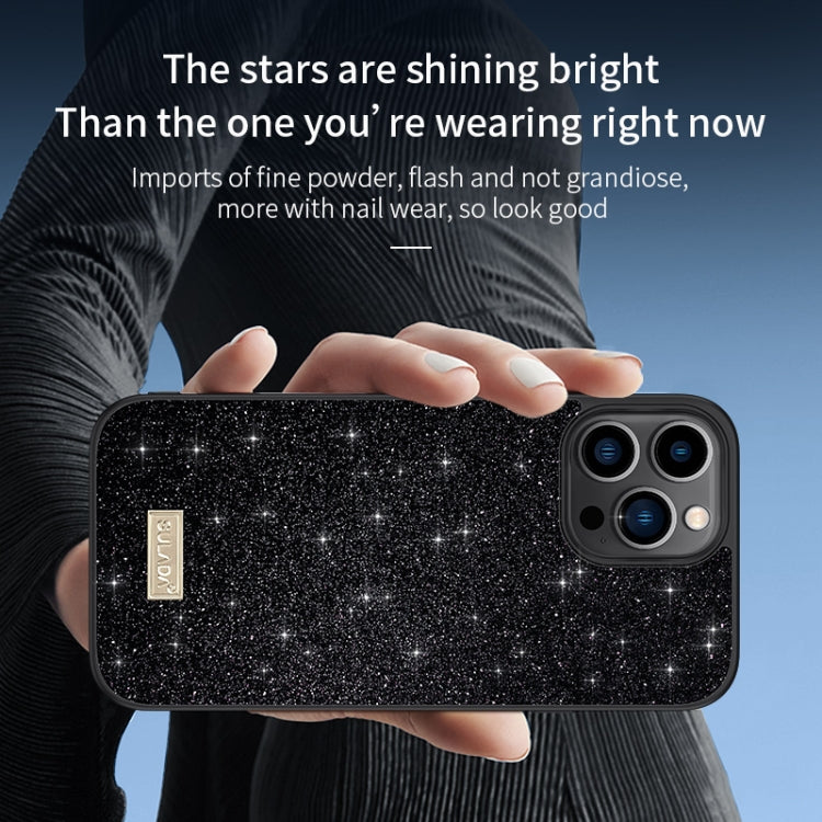 For iPhone 16 Pro SULADA Glittery PC Hybrid TPU Handmade Leather Phone Case(Colorful)