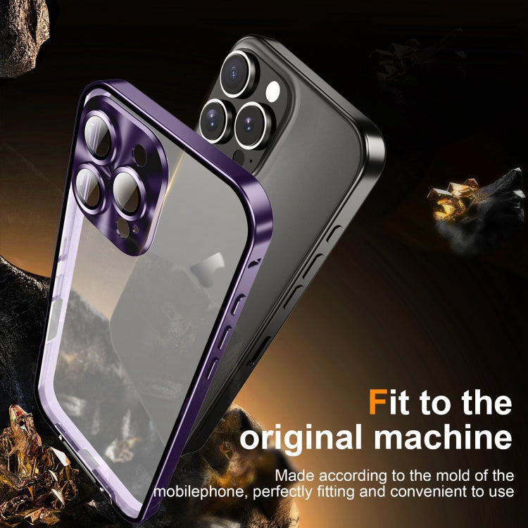 For iPhone 16 Pro Frosted Metal Phone Case(Purple)