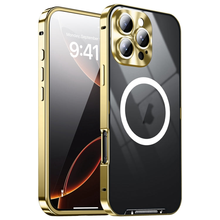 For iPhone 16 Pro Max Frosted MagSafe Magnetic Metal Phone Case(Gold)