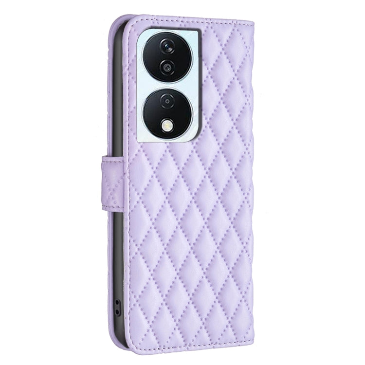 For Honor X7b Diamond Lattice Wallet Flip Leather Phone Case(Purple)