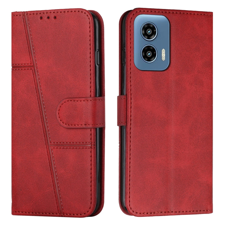 For Motorola Moto G Play 5G 2024/G 5G 2024 Stitching Calf Texture Buckle Leather Phone Case(Red)