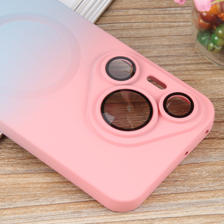 For Huawei Pura 70 Pro Liquid TPU Silicone Gradient MagSafe Phone Case(Pink Blue)