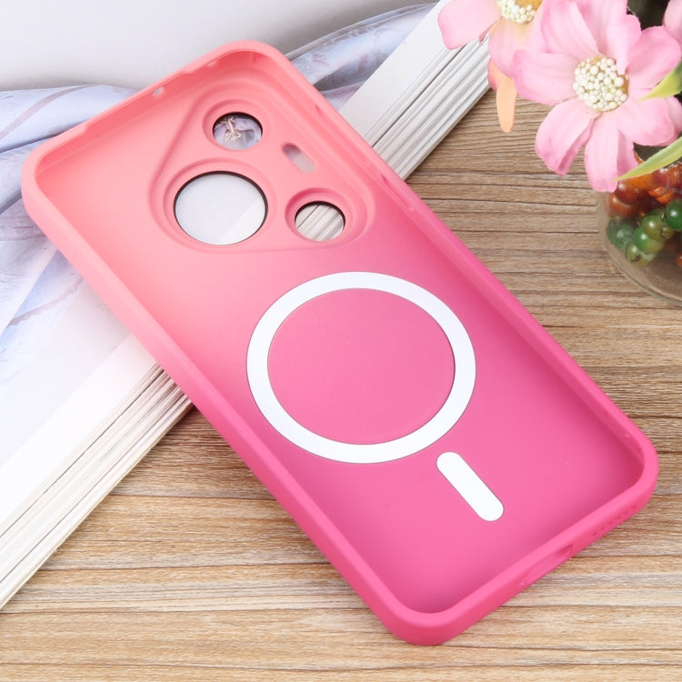For Huawei Pura 70 Pro Liquid TPU Silicone Gradient MagSafe Phone Case(Pink Red)