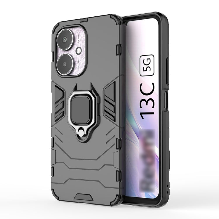 For Xiaomi Redmi 13C 4G / 5G Shockproof PC + TPU Holder Phone Case(Black)