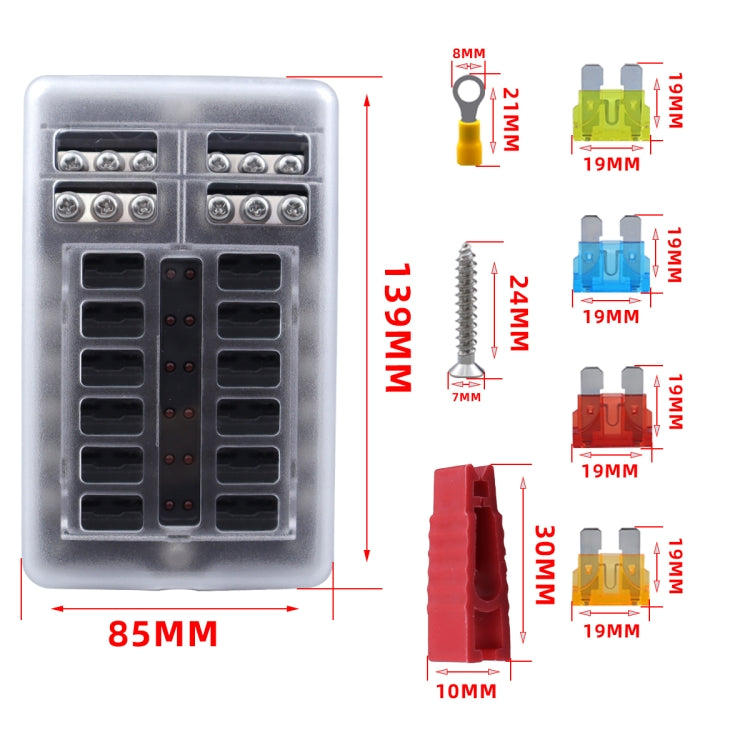 CP-4039 12 Way Fuse Block with 24pcs Fuses and 12pcs Rerminals - Fuse by PMC TechLife | Online Shopping South Africa | PMC TechLife | Buy Now Pay Later Mobicred