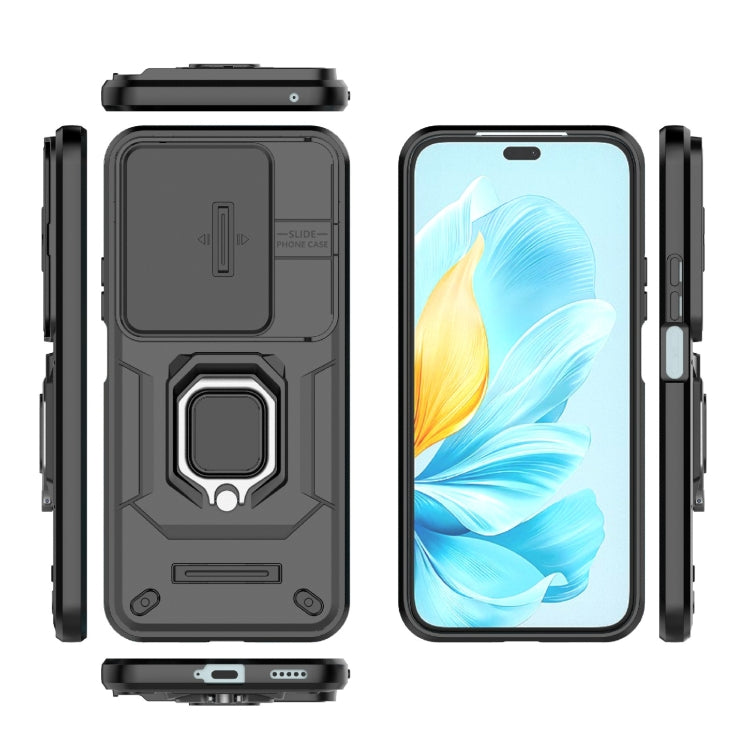 For Honor 200 Lite Global Sliding Camshield TPU + PC Shockproof Phone Case with Holder(Black) - free shipping - PMC Jewellery - Order now!