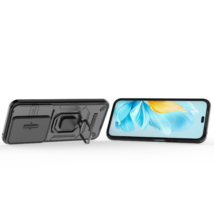 For Honor 200 Lite Global Sliding Camshield TPU + PC Shockproof Phone Case with Holder(Black) - free shipping - PMC Jewellery - Order now!