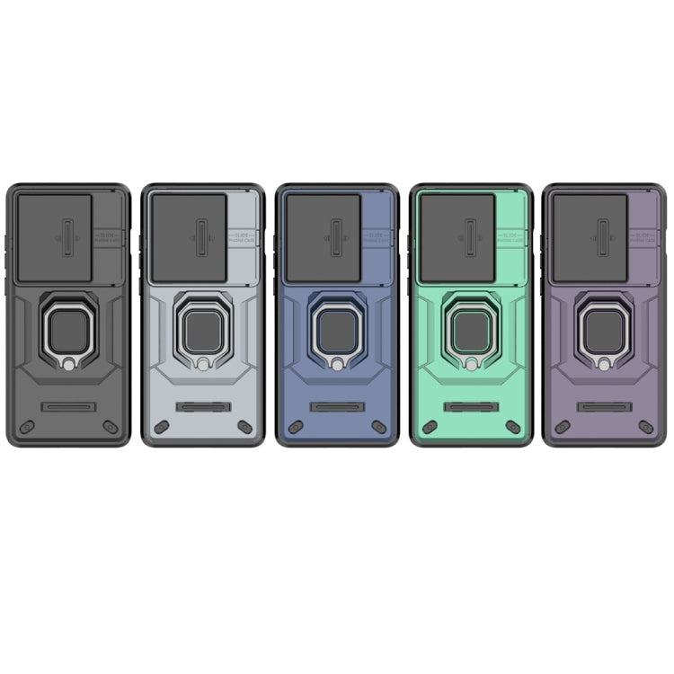 For OnePlus 12 5G Sliding Camshield TPU + PC Shockproof Phone Case with Holder(Grey)