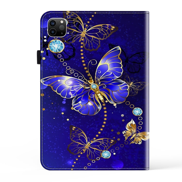 For iPad Air 13 2024 / Pro 12.9 2022 Crystal Texture Painted Leather Tablet Case(Diamond Butterflies)