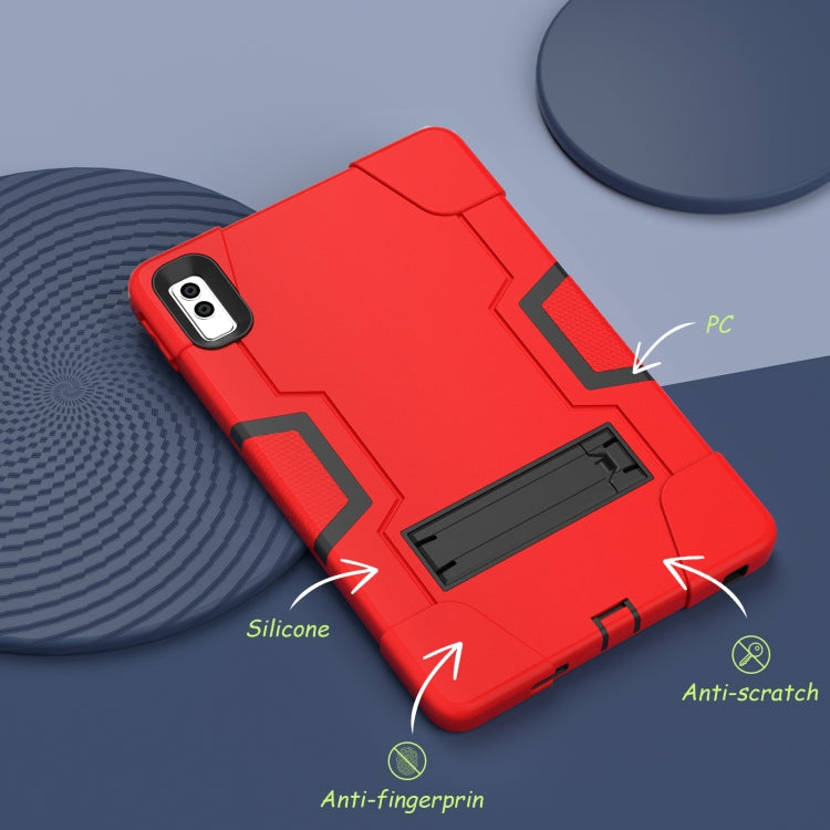 For Lenovo Tab M10 5G 10.6 inch Contrast Color Silicone PC Tablete Case with Holder(Red Black) - Lenovo by PMC TechLife | Online Shopping South Africa | PMC TechLife | Buy Now Pay Later Mobicred