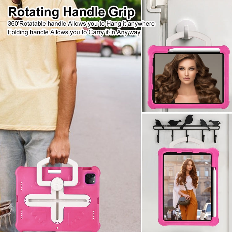 For iPad Pro 11 2024 Shield 360 Rotation Handle EVA Shockproof PC Tablet Case(Rose Red Beige) - iPad Pro 11 2024 Cases by PMC TechLife | Online Shopping South Africa | PMC TechLife | Buy Now Pay Later Mobicred