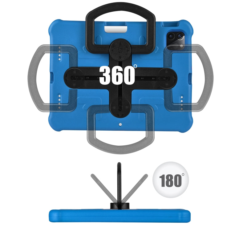 For iPad Air 11 2024 Shield 360 Rotation Handle EVA Shockproof PC Tablet Case(Blue Black)