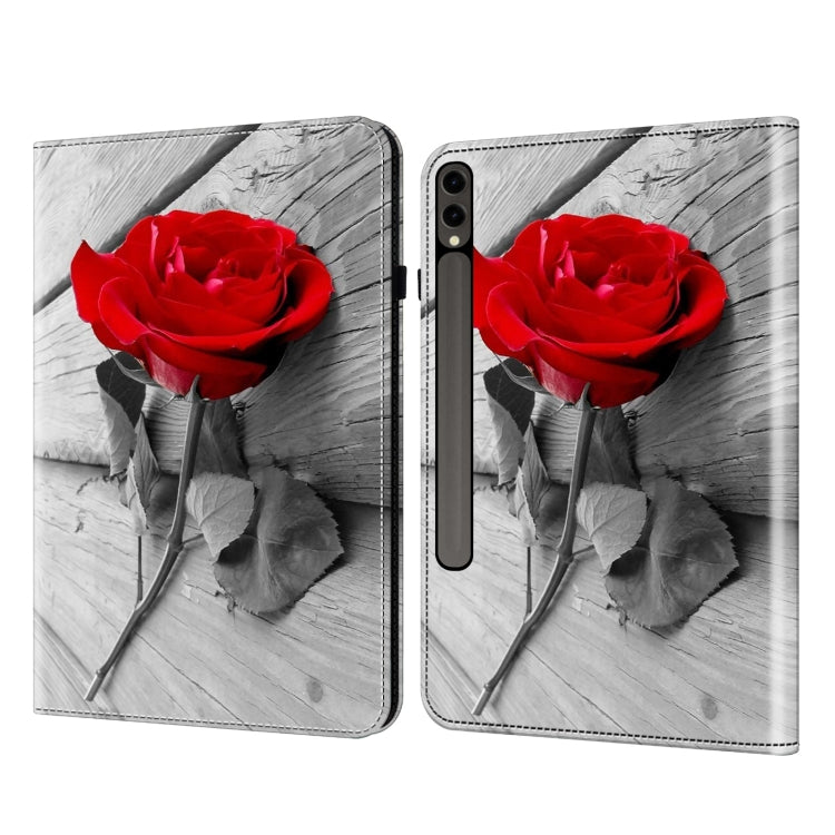 For Samsung Galaxy Tab S7+ / S8+ / S9+ Crystal Texture Painted Leather Tablet Case(Rose)