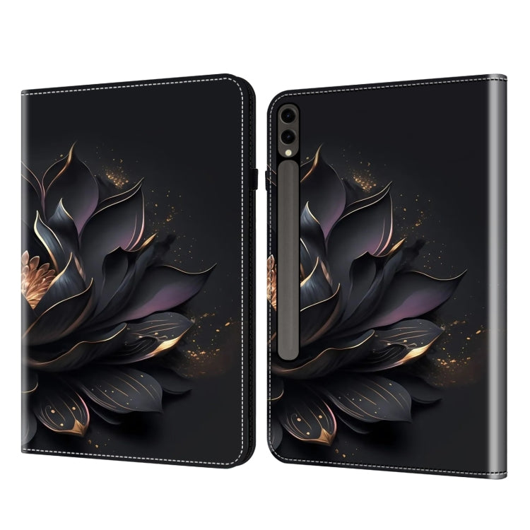 For Samsung Galaxy Tab S7 / S8 / S9 Crystal Texture Painted Leather Tablet Case(Purple Lotus)