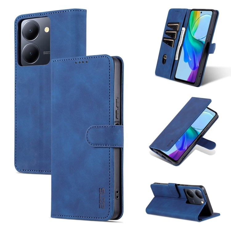 For vivo Y78 5G / Y36 / Y27 5G AZNS Skin Feel Calf Texture Flip Leather Phone Case(Blue)