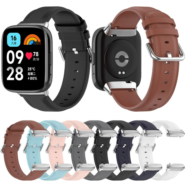 For Redmi Watch 3 Lite / Watch 3 Active Leather Replacement Watch Band(Navy Blue)