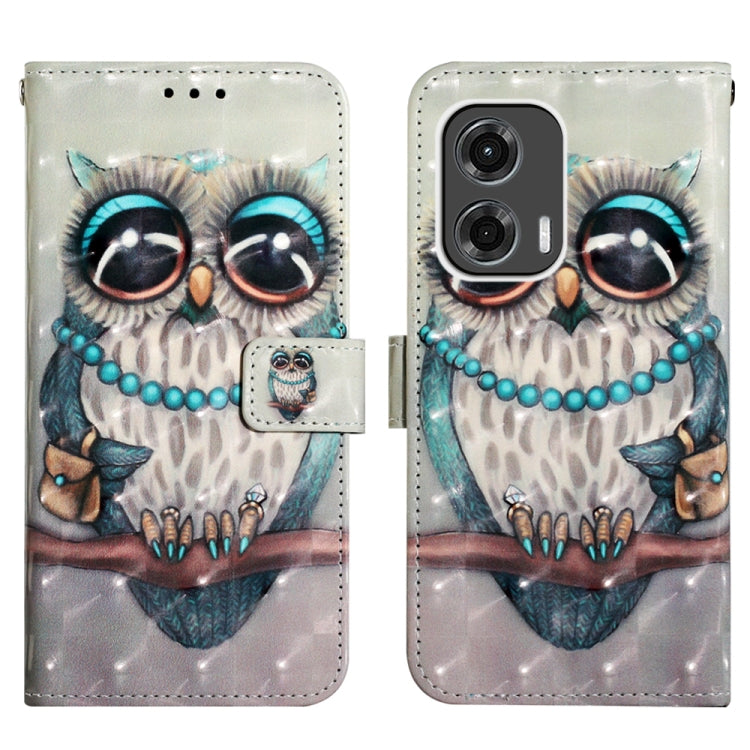 For Motorola Moto G Stylus 5G 2024 3D Painting Horizontal Flip Leather Phone Case(Grey Owl)