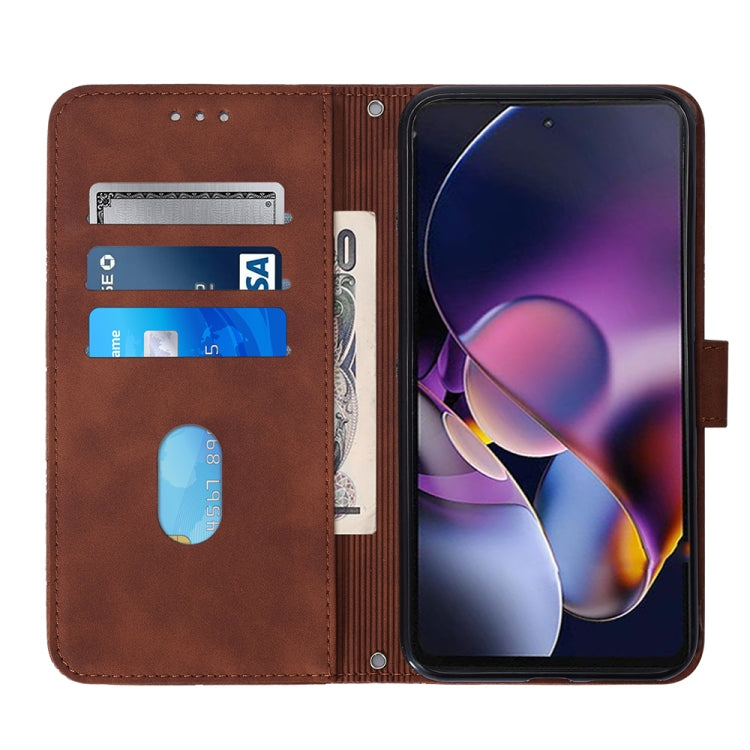 For Motorola Moto G Stylus 5G 2024 Crossbody 3D Embossed Flip Leather Phone Case(Brown)