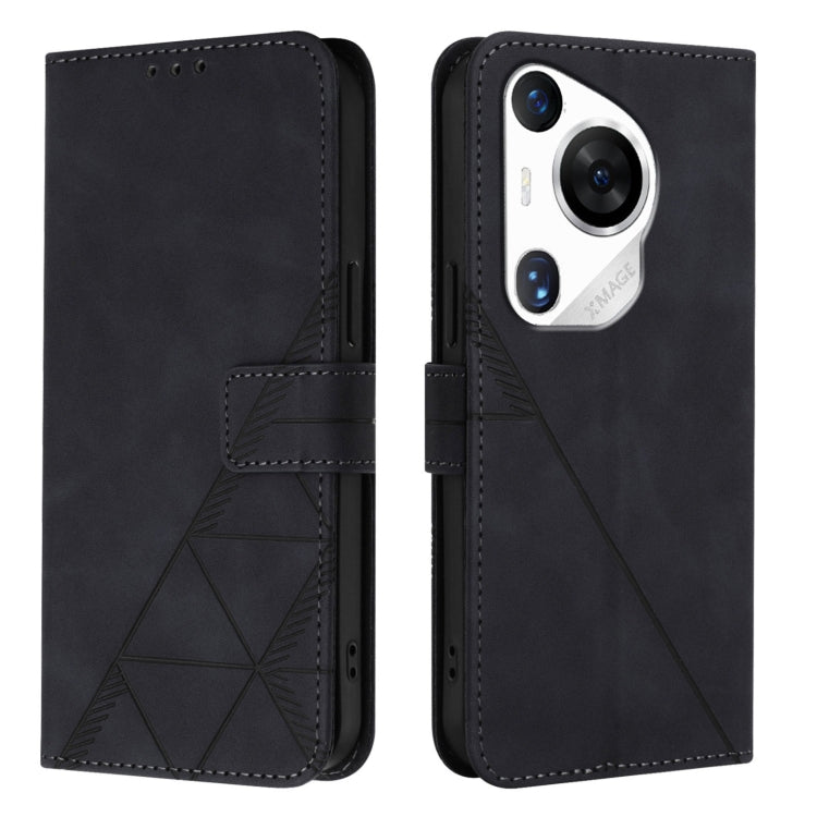 For Huawei Pura 70 Pro Crossbody 3D Embossed Flip Leather Phone Case(Black)