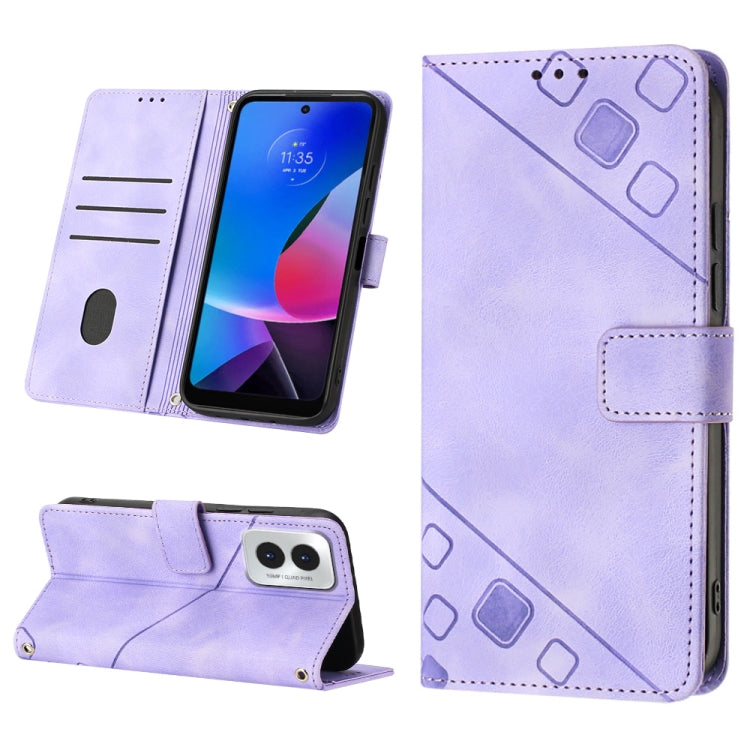 For Motorola Moto G Play 4G 2024 Skin Feel Embossed Leather Phone Case(Light Purple)