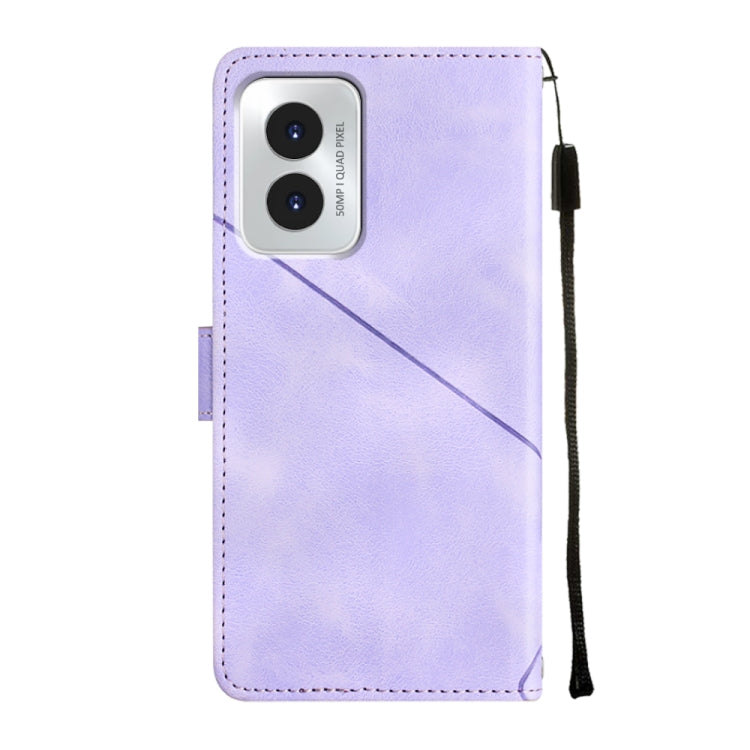 For Motorola Moto G Play 4G 2024 Skin Feel Embossed Leather Phone Case(Light Purple)