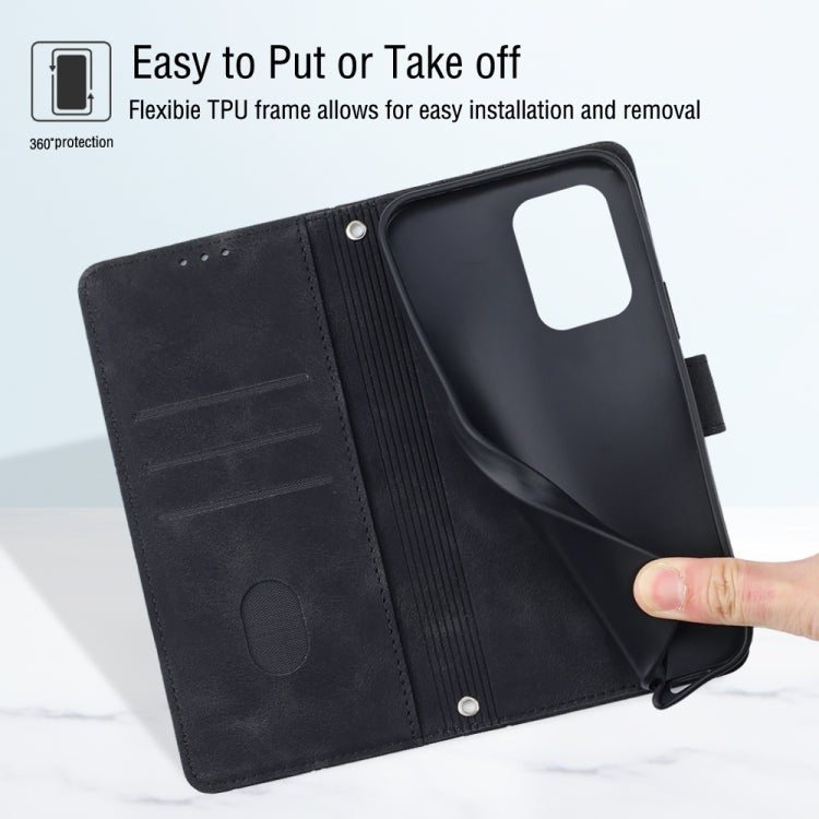 For Motorola Moto G Play 5G 2024 Skin Feel Embossed Leather Phone Case(Black)