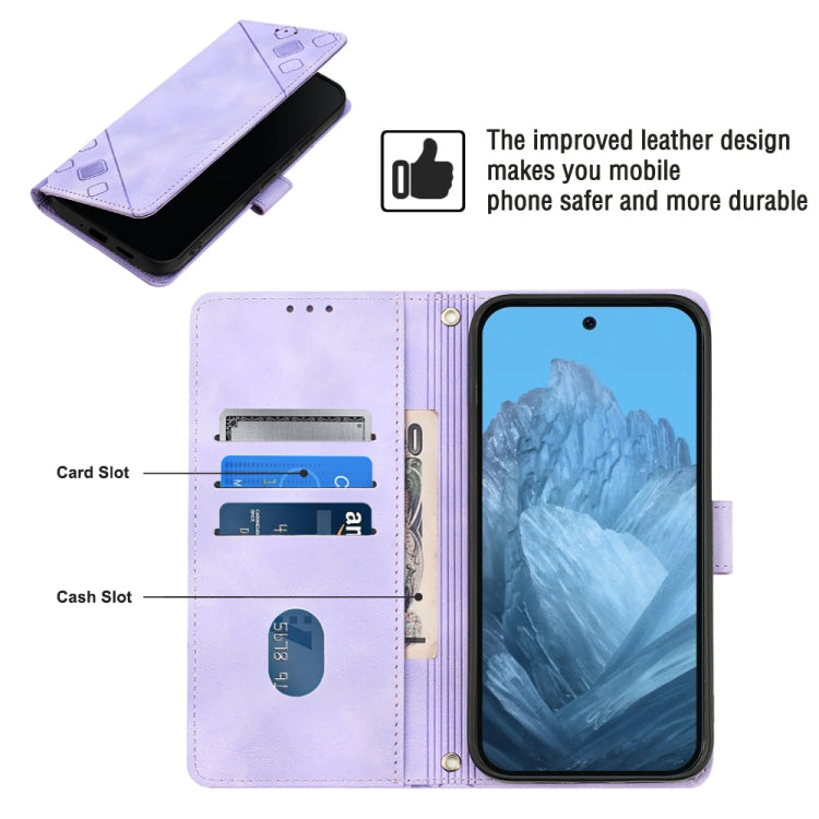 For Google Pixel 9 / 9 Pro Skin-feel Embossed Leather Phone Case(Light Purple) - Google Cases by PMC TechLife | Online Shopping South Africa | PMC TechLife | Buy Now Pay Later Mobicred
