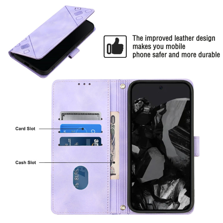 For Google Pixel 9 Pro XL Skin-feel Embossed Leather Phone Case(Light Purple) - Google Cases by PMC TechLife | Online Shopping South Africa | PMC TechLife | Buy Now Pay Later Mobicred