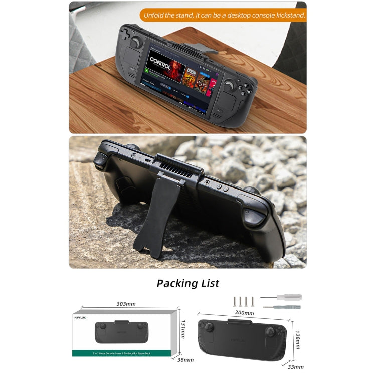 For Steam Deck Hifylux 3 in 1 Gaming Console Protector Guard Monitor Cover Sun Hood Kickstand Holder Mount(Black) - free shipping - PMC Jewellery - Order now!