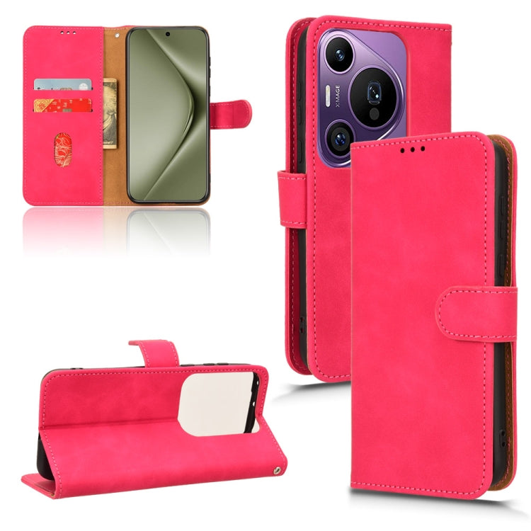For Huawei Pura 70 Pro Skin Feel Magnetic Flip Leather Phone Case(Rose Red)