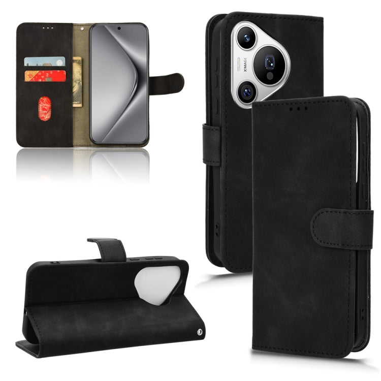 For Huawei Pura 70 Skin Feel Magnetic Flip Leather Phone Case(Black)