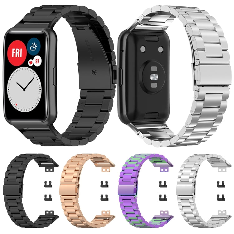 For Huawei Watch Fit Special Edition Three Strains Stainless Steel Watch Band(Silver)