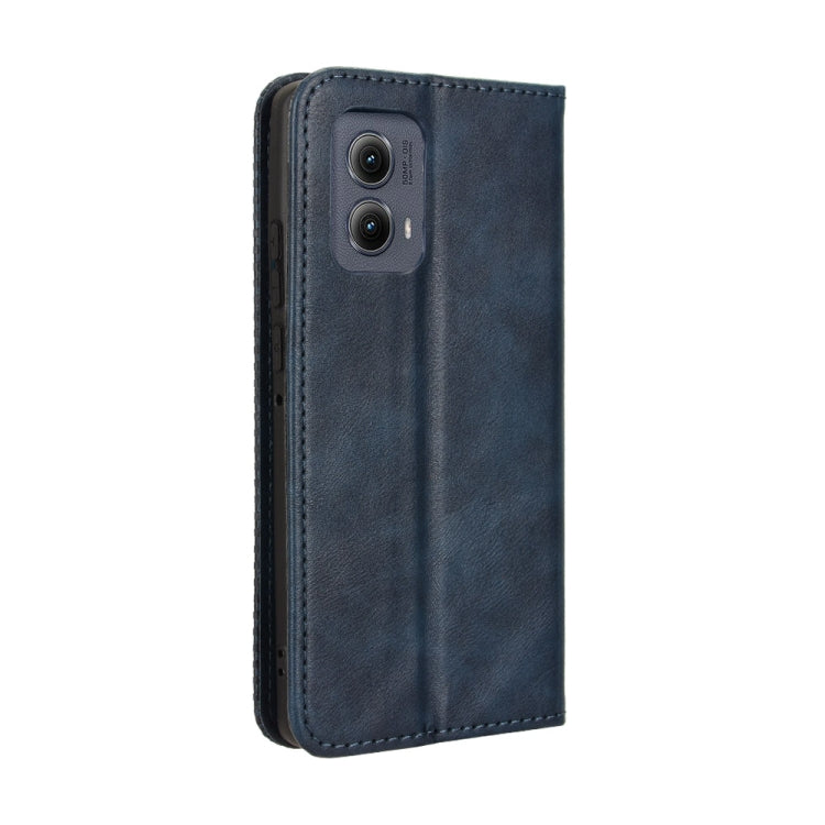 For Motorola Edge 2024 5G Magnetic Buckle Retro Texture Leather Phone Case(Blue)