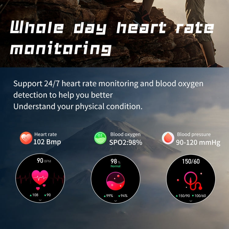 HT8 1.46 inch Round Screen Bluetooth Smart Watch, Support Wellness Tracking & 100+ Sports Modes & Alipay(Black)