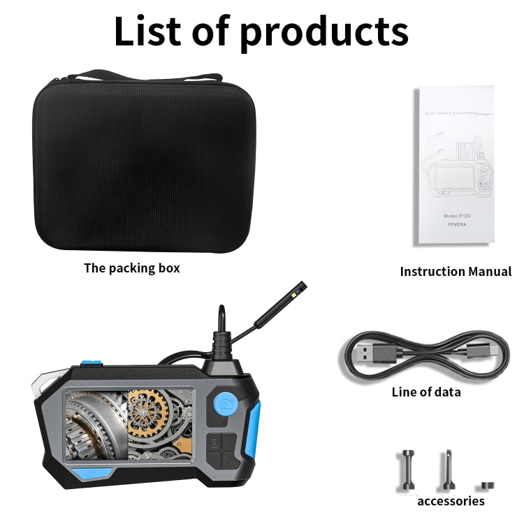 P120 Rotatable 8mm Dual Lenses Industrial Endoscope with Screen, 9mm Tail Pipe Diameter, Spec:10m Tube - by PMC TechLife | Online Shopping South Africa | PMC TechLife | Buy Now Pay Later Mobicred