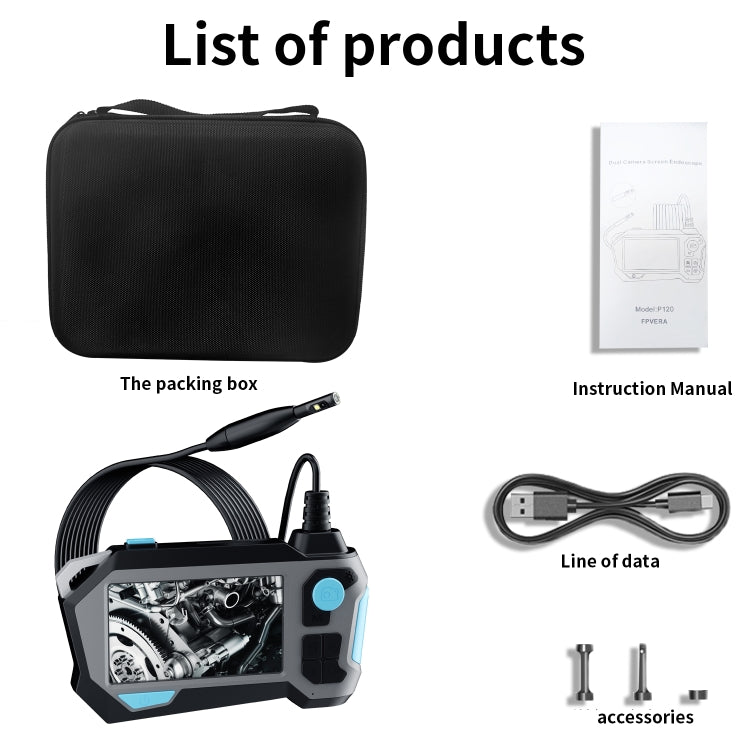 P120 Rotatable 8mm Dual Lenses Industrial Endoscope with Screen, 16mm Tail Pipe Diameter, Spec:5m Tube - by PMC TechLife | Online Shopping South Africa | PMC TechLife | Buy Now Pay Later Mobicred