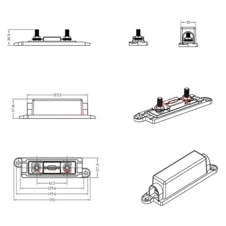 3 in 1 ANL Car Audio Modified Fuse Holder with 200A Fuse, Current:300A