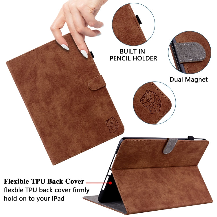 For Lenovo Tab P12 Tiger Pattern Flip Leather Tablet Case(Brown)