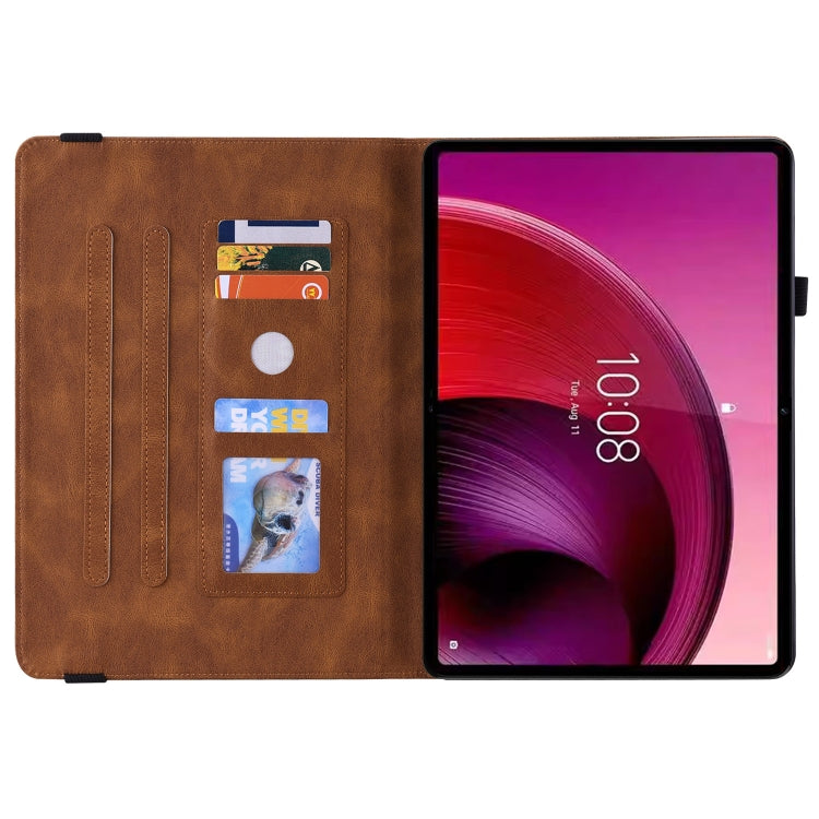 For Lenovo Tab M11/Xiaoxin Pad 11 2024 Butterfly Flower Embossed Leather Tablet Case(Brown)