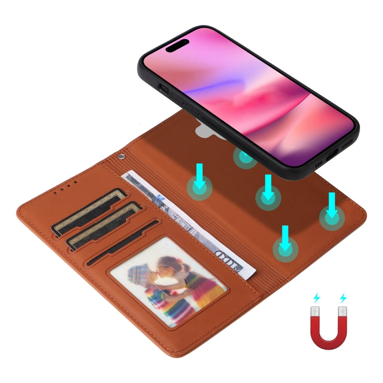 For iPhone 16 BETOPNICE BN-005 2 in 1 Detachable Imitate Genuine Leather Phone Case(Brown)