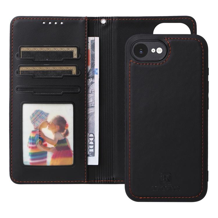 For iPhone 16e BETOPNICE BN-005 2 in 1 Detachable Imitate Genuine Leather Phone Case(Black)