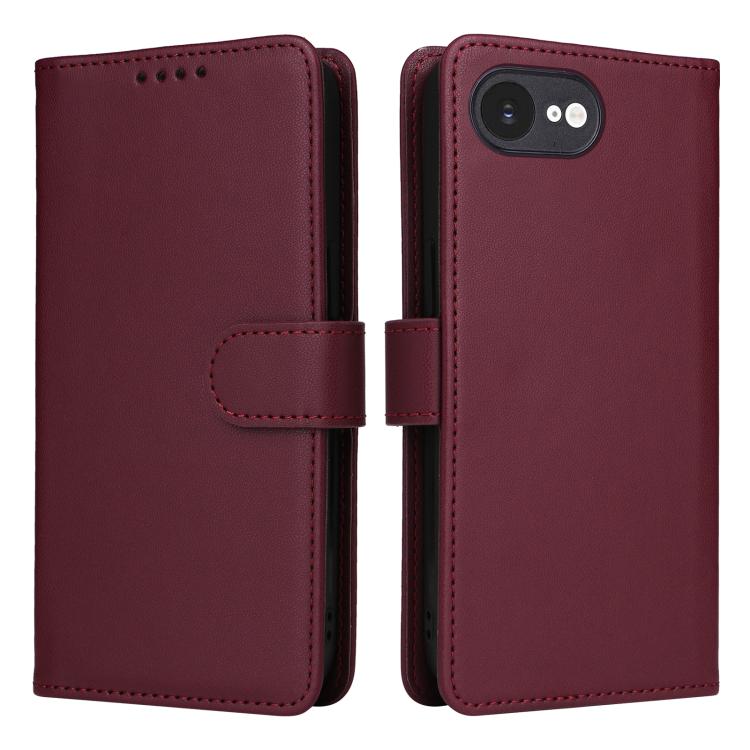 For iPhone 16e BETOPNICE BN-005 2 in 1 Detachable Imitate Genuine Leather Phone Case(Wine Red)