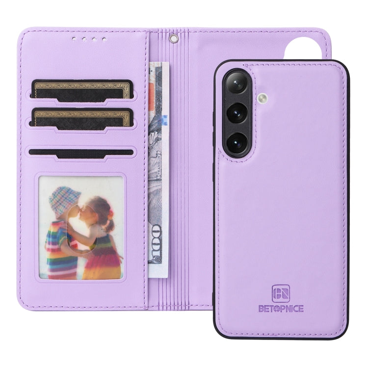 For Samsung Galaxy S24+ 5G BETOPNICE BN-005 2 in 1 Detachable Imitate Genuine Leather Phone Case(Light Purple)