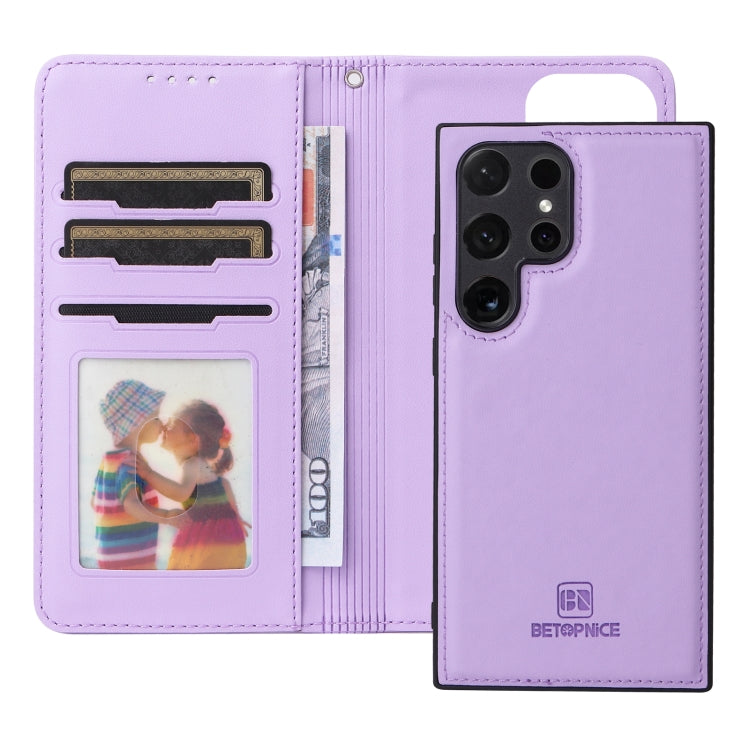 For Samsung Galaxy S24 Ultra 5G BETOPNICE BN-005 2 in 1 Detachable Imitate Genuine Leather Phone Case(Light Purple)