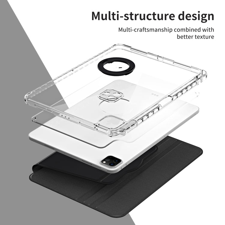 For iPad Air 13 2024 / Pro 12.9 2022 360 Rotation Detachable Clear Acrylic Leather Tablet Case(Black) - iPad Pro 12.9 (2022/2021) Cases by PMC TechLife | Online Shopping South Africa | PMC TechLife | Buy Now Pay Later Mobicred
