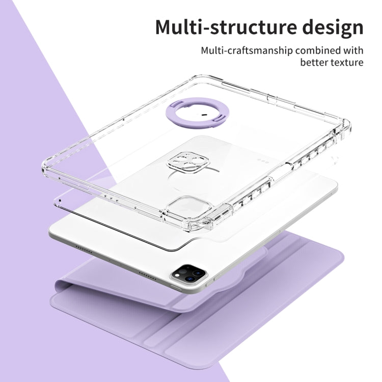 For iPad Air 13 2024 / Pro 12.9 2022 360 Rotation Detachable Clear Acrylic Leather Tablet Case(Light Purple)