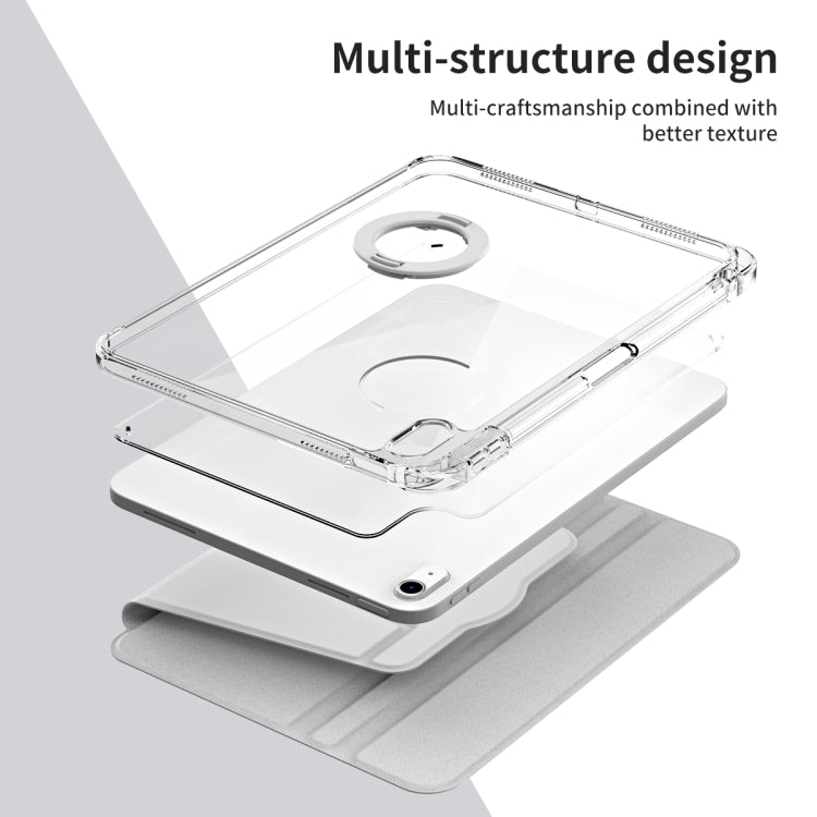 For iPad Air 11 2025 / 2024 360 Rotation Detachable Clear Acrylic Leather Tablet Case(Grey) - free shipping - PMC TechLife - Order now!